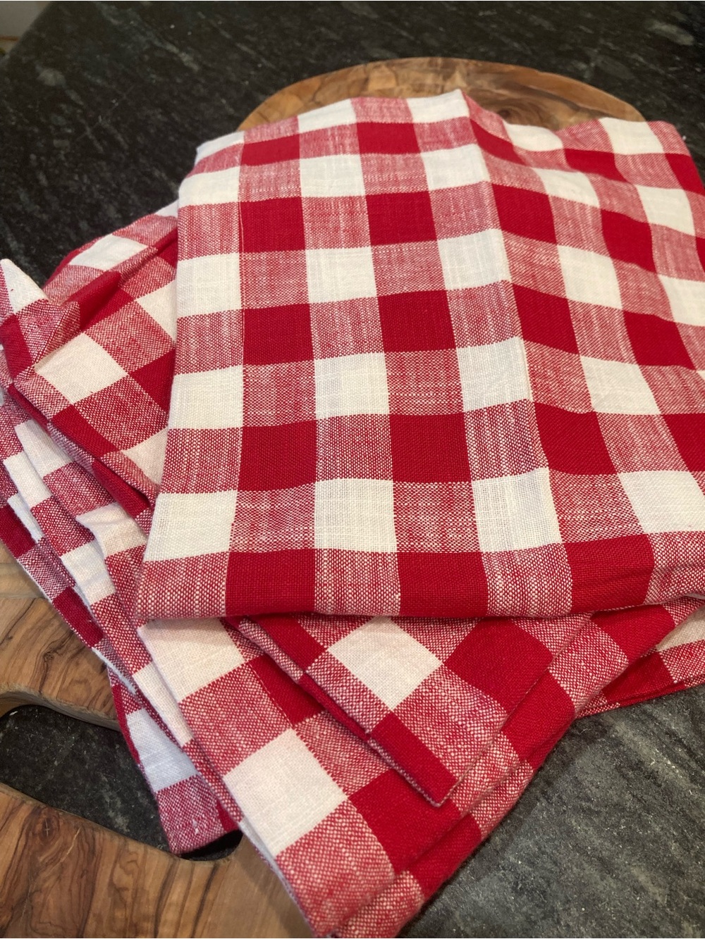 Pottery Barn Baxter Gingham Cotton Napkins Set 5 Red White Picnic